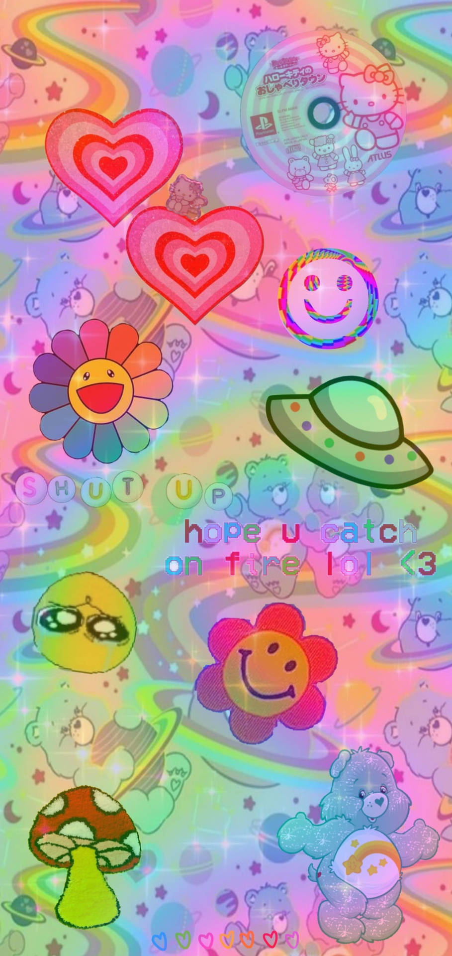 Kidcore Rainbows And Smileys Background