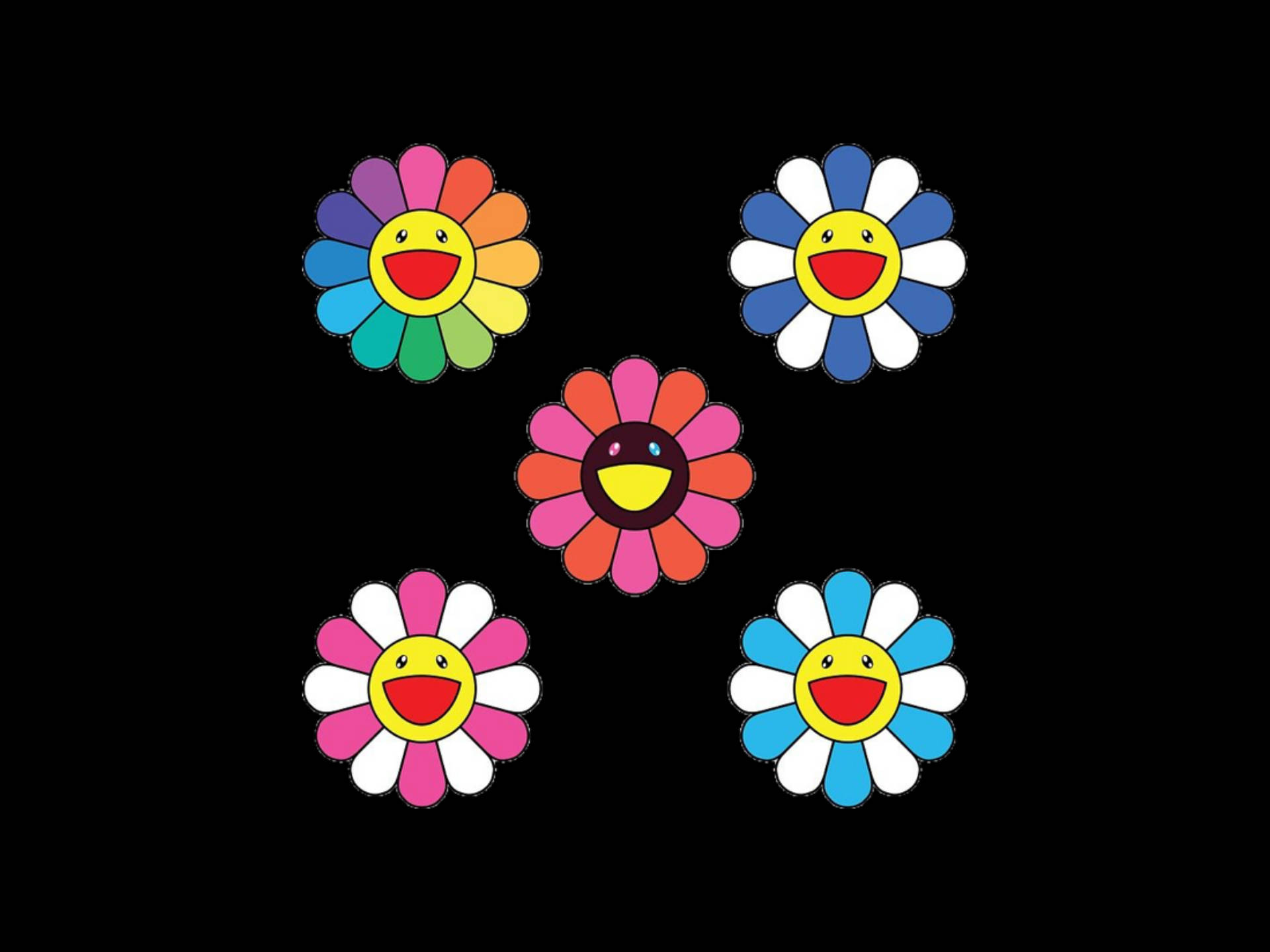 Kidcore Smiley Flower Background