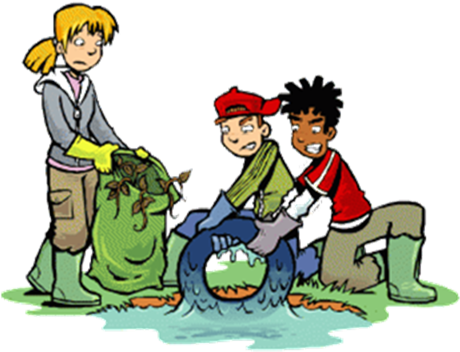 Kids Cleaning Up Environment Illustration PNG