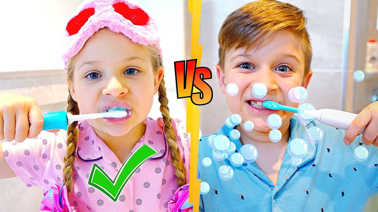 Diana from Kids Diana Show learning oral hygiene. Wallpaper