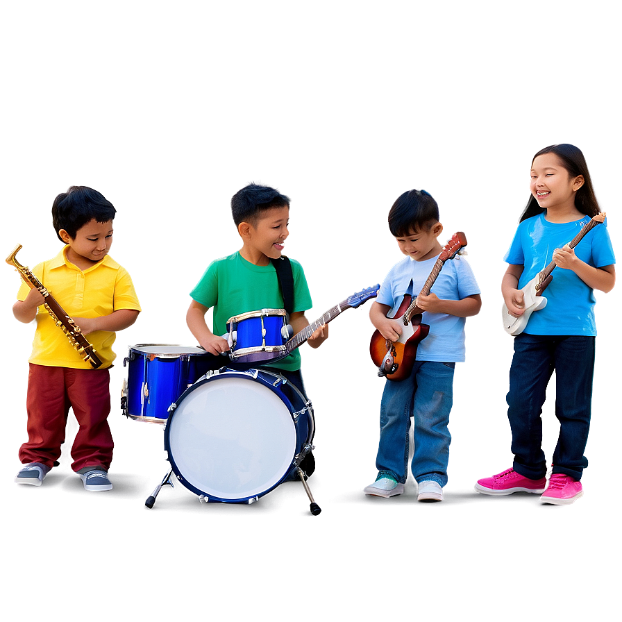 Kids Music Band Playing Png 06132024 PNG