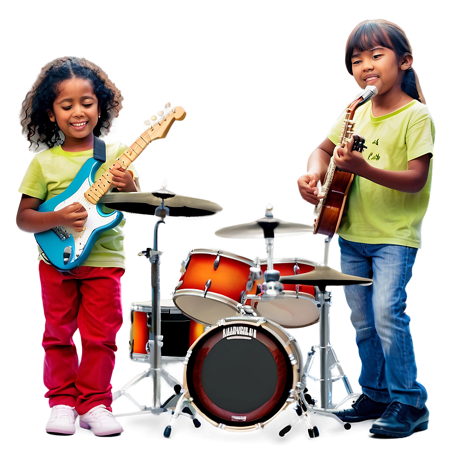 Kids Music Band Playing Png Feq PNG