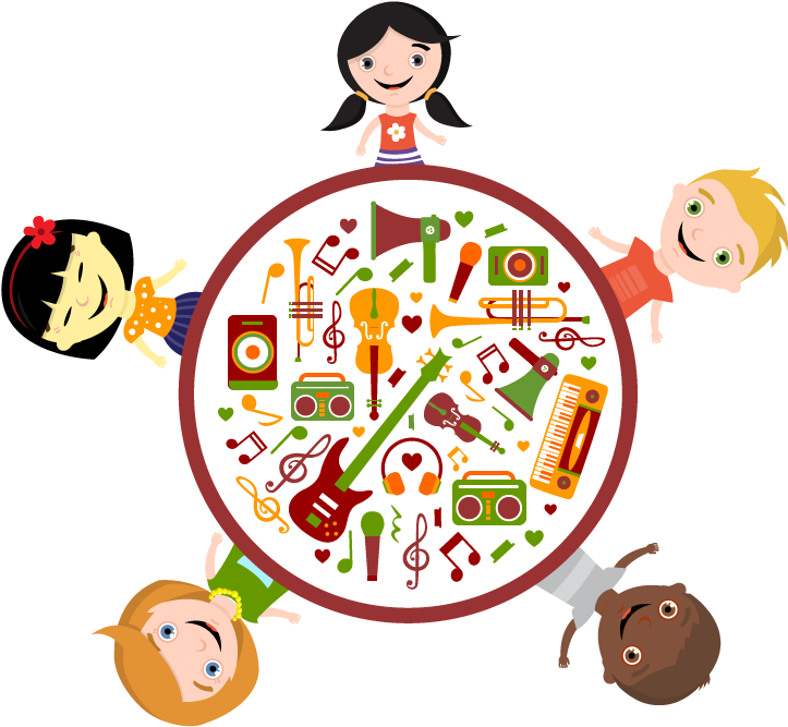 Kids Music Circle Illustration PNG