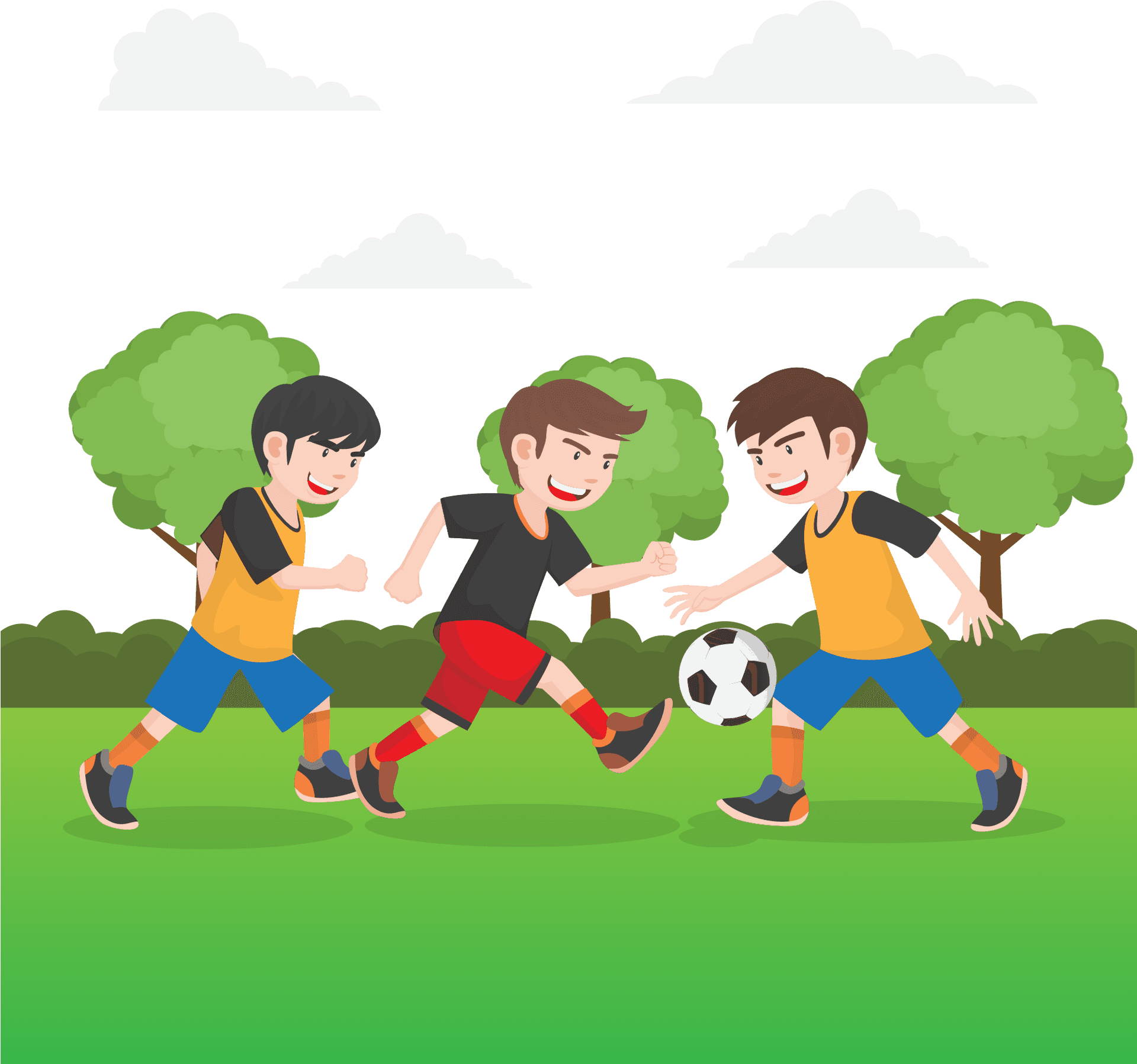 Kids Playing Football Clipart PNG