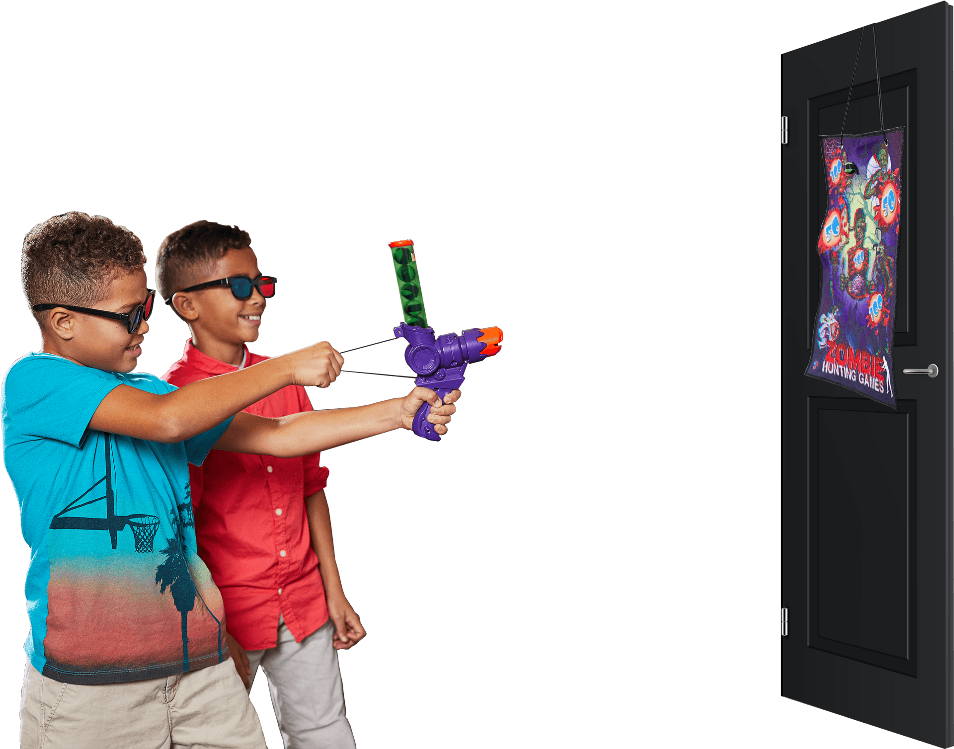 Kids Playing Zombie Hunting Game PNG