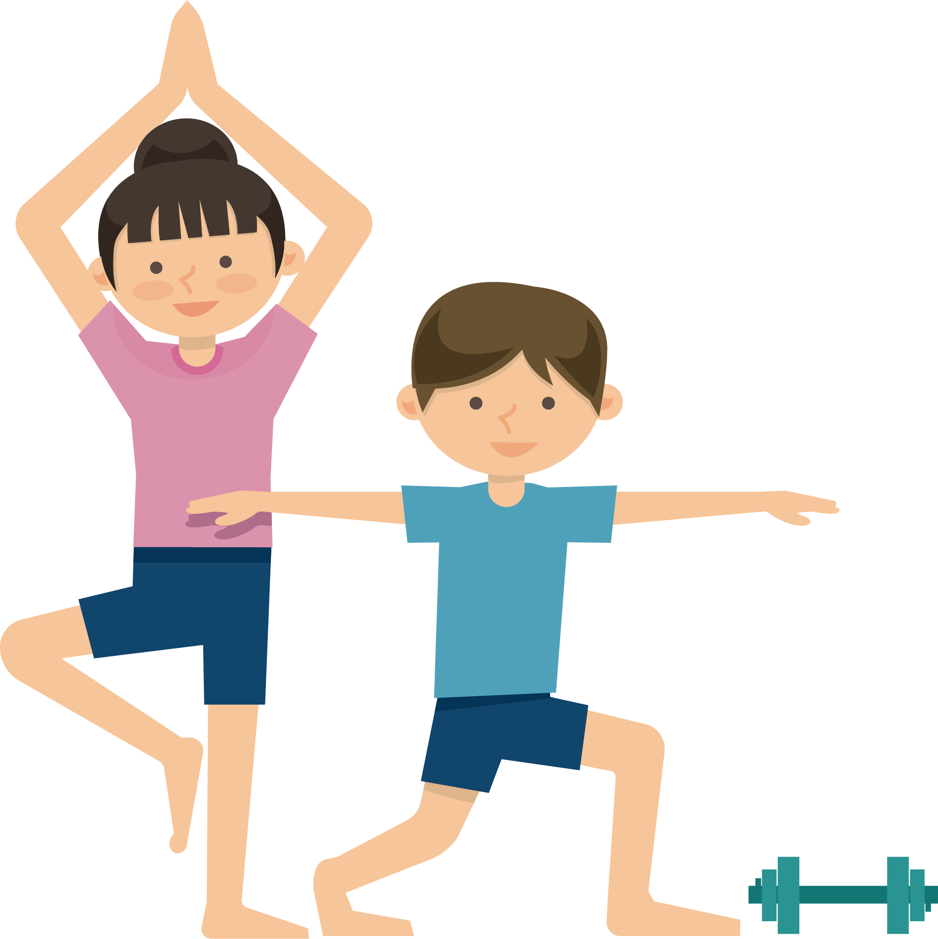 Kids Practicing Yoga Together PNG
