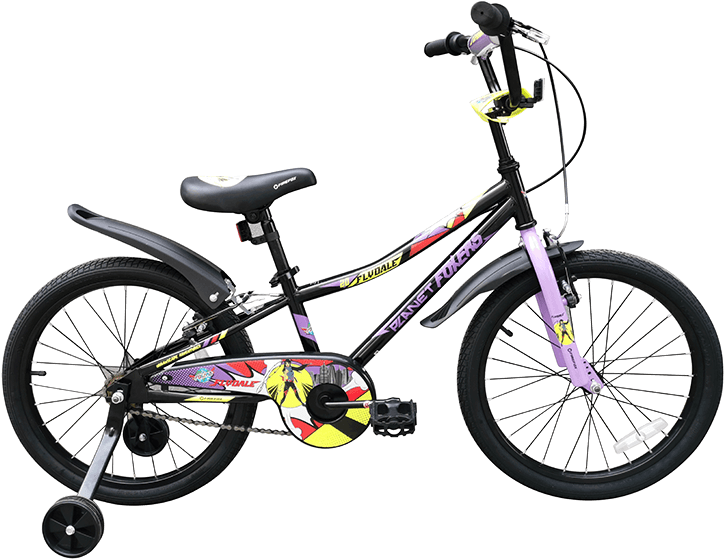 Kids Purple B M X Bikewith Training Wheels PNG