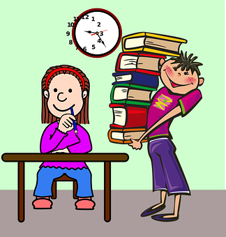 Kids Studyingand Carrying Books PNG
