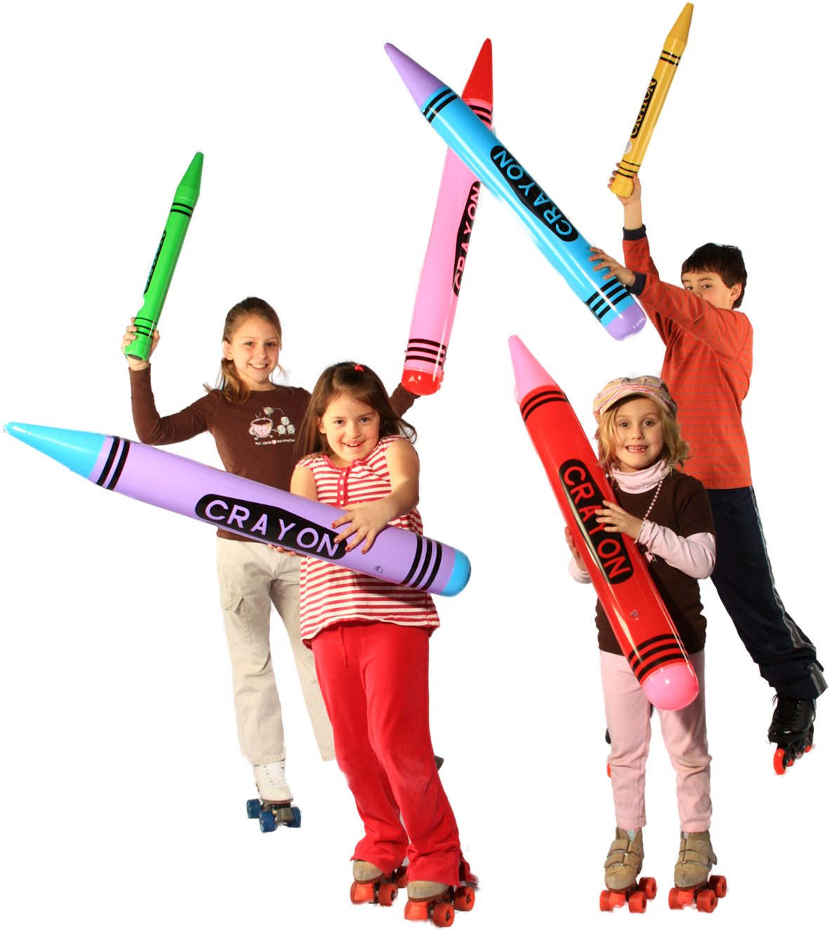 Kids With Oversized Crayons PNG