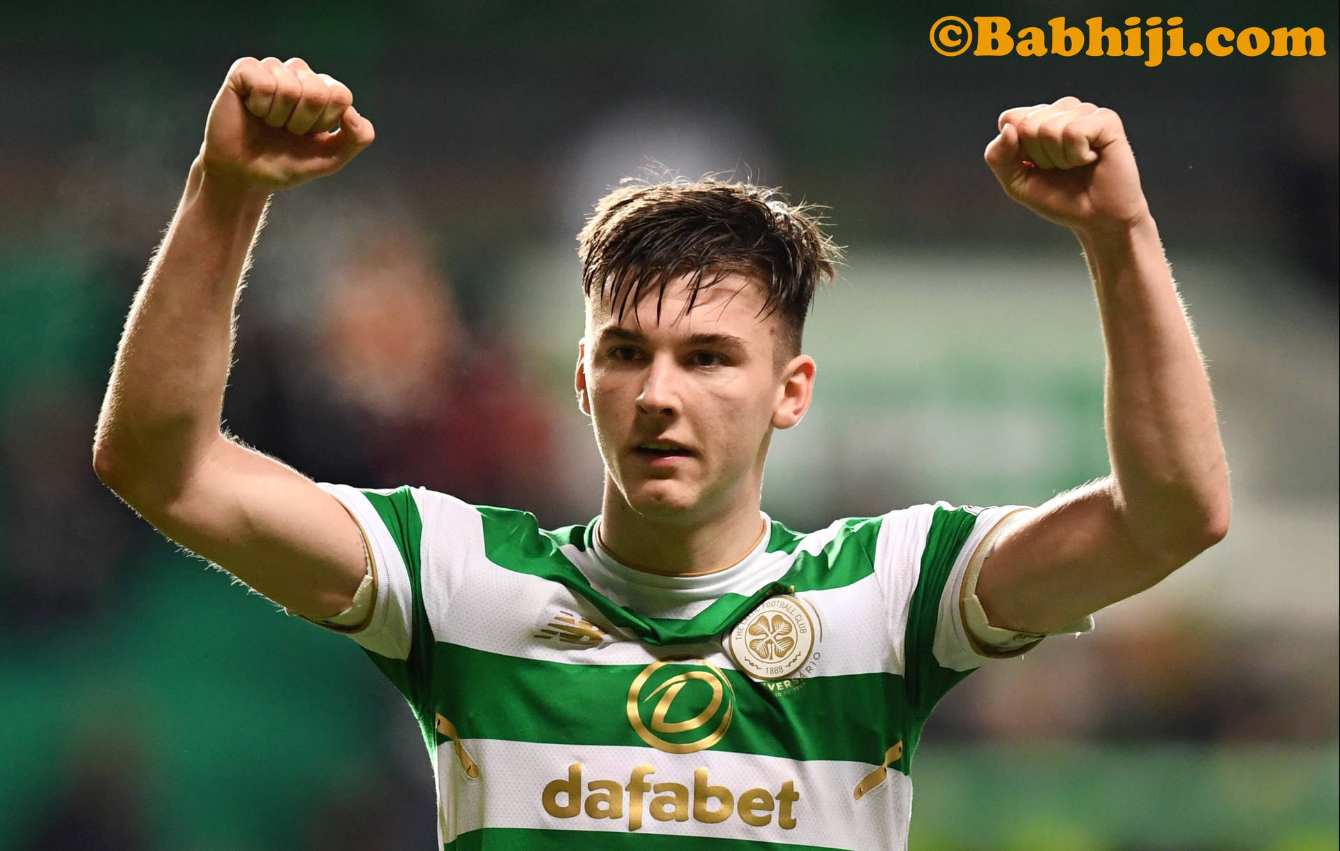 Kieran Tierney In Action During A Football Match Wallpaper