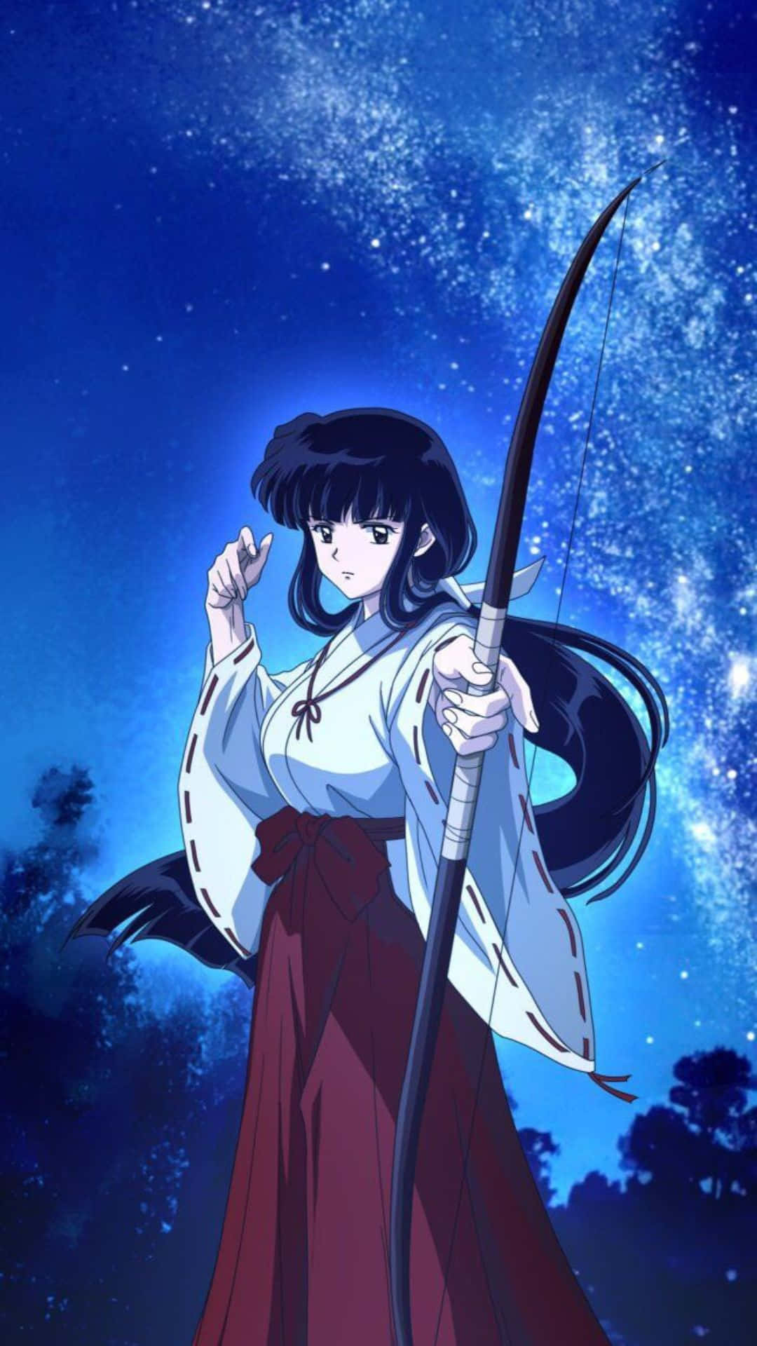 Kikyo, the powerful priestess from the anime Inuyasha Wallpaper