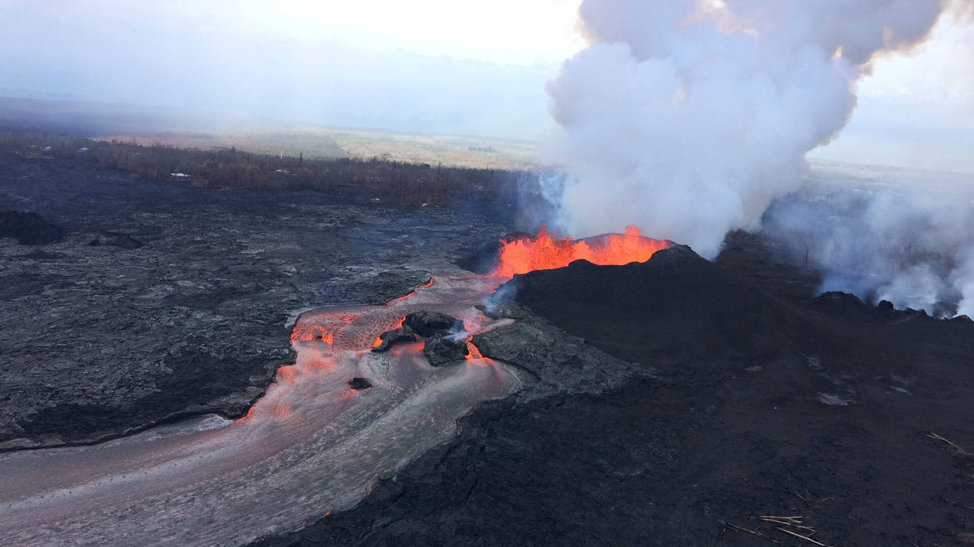 Kilaueavulcano Lava E Fumo Sfondo