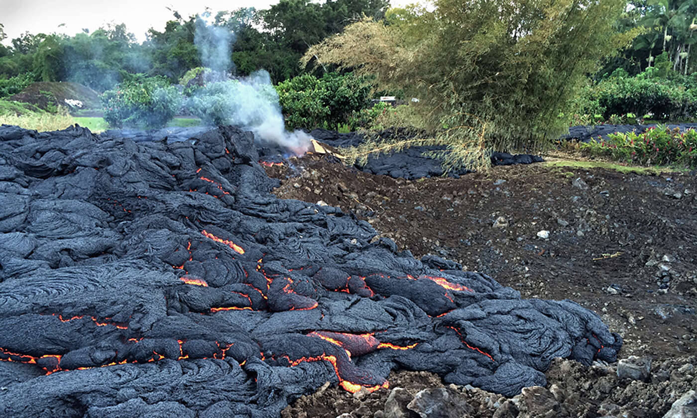Ilvulcano Kilauea Produzione Di Lava Sfondo