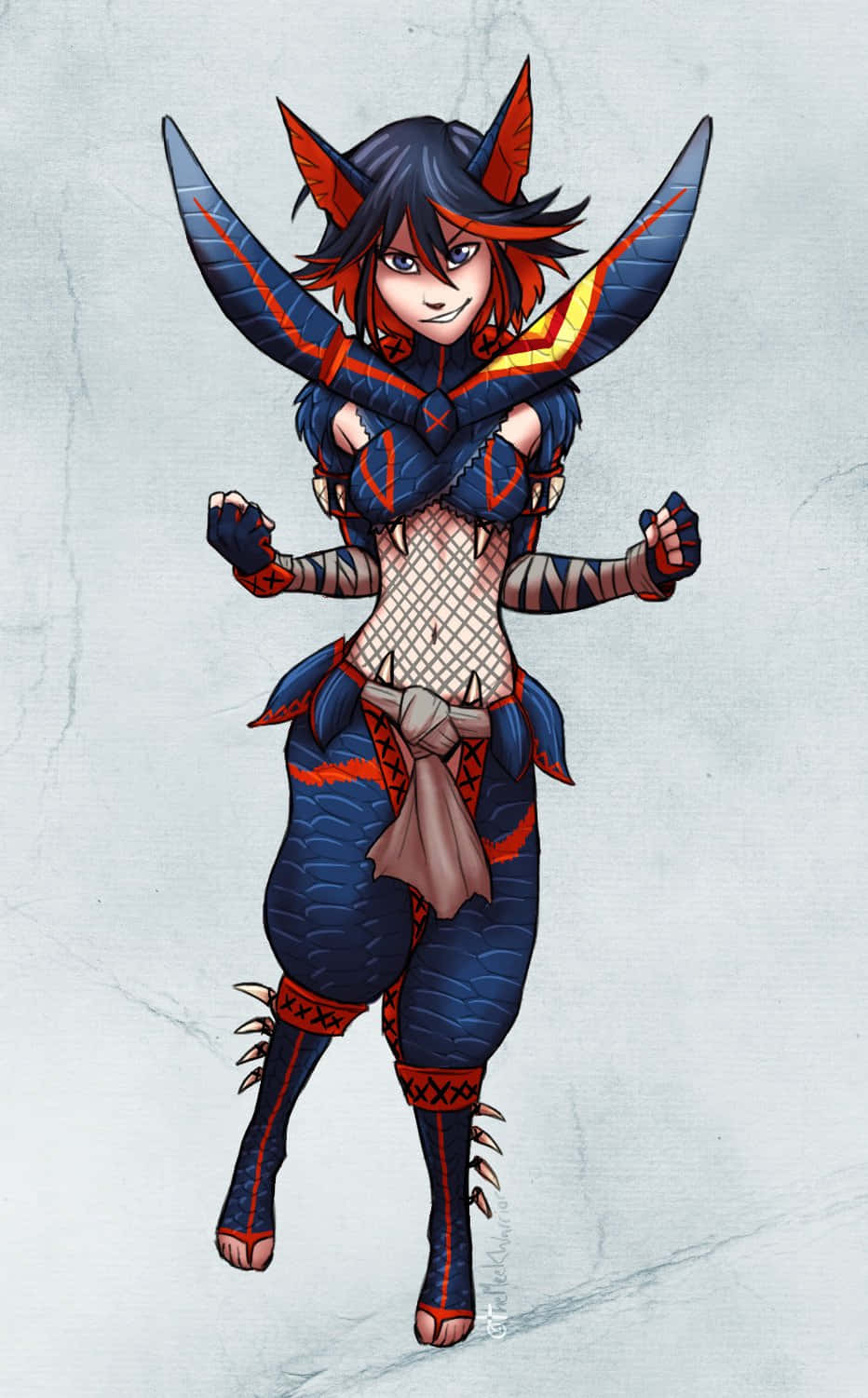 Kill La Kill's protagonist Ryuko Matoi wearing the powerful Senketsu outfit. Wallpaper