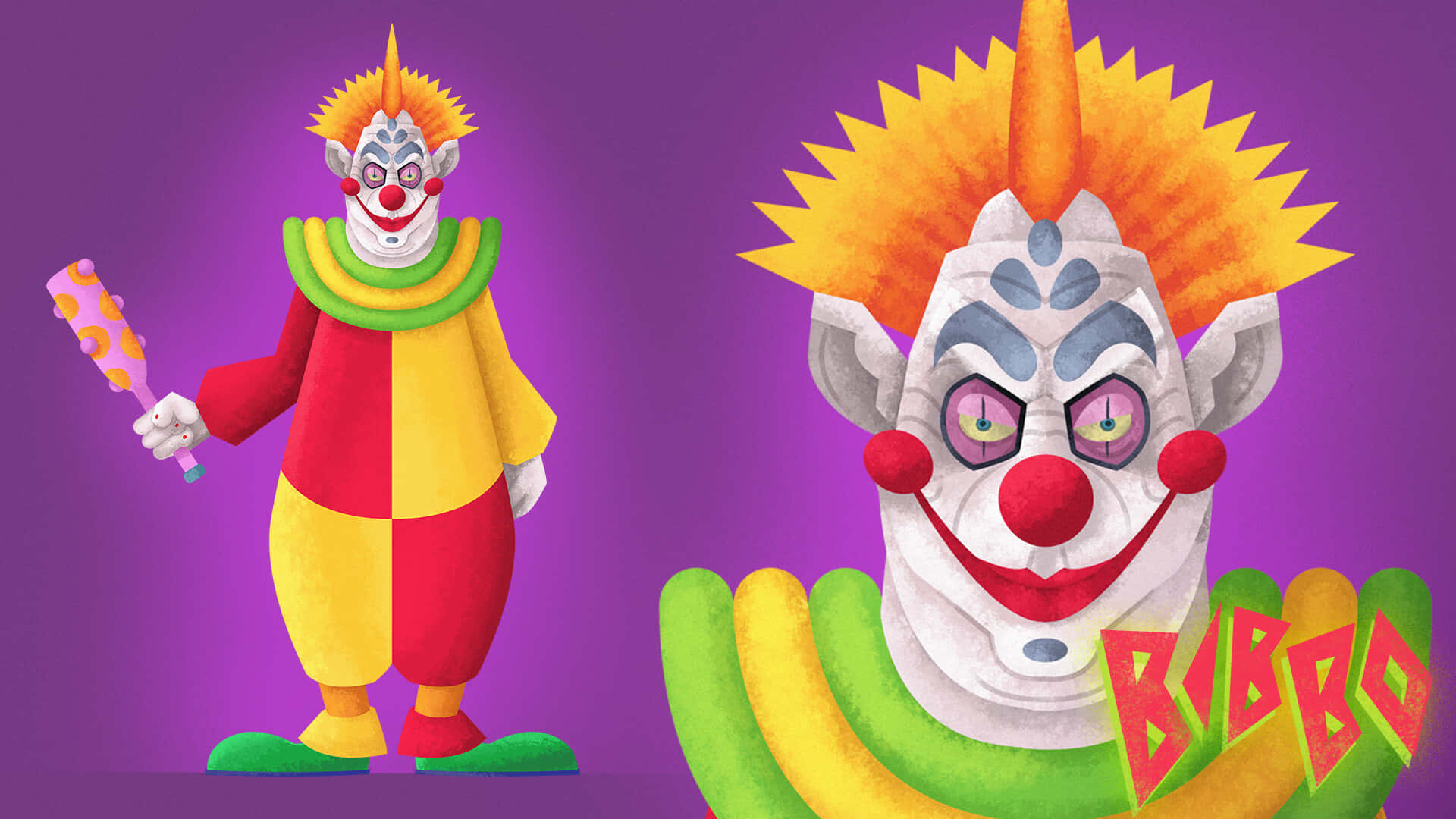 Killer Klowns From Outer Space With A Purple Club Wallpaper