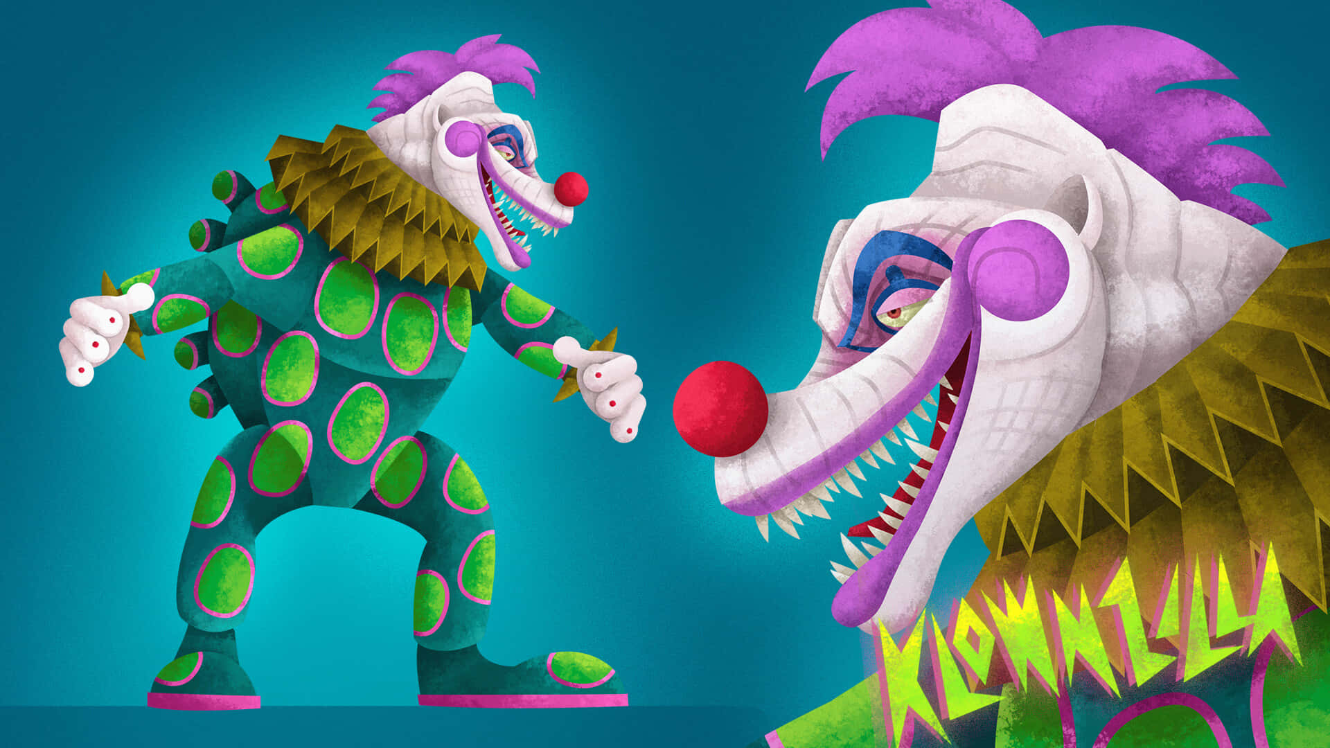 Killer Klowns From Outer Space With Purple Hair Wallpaper