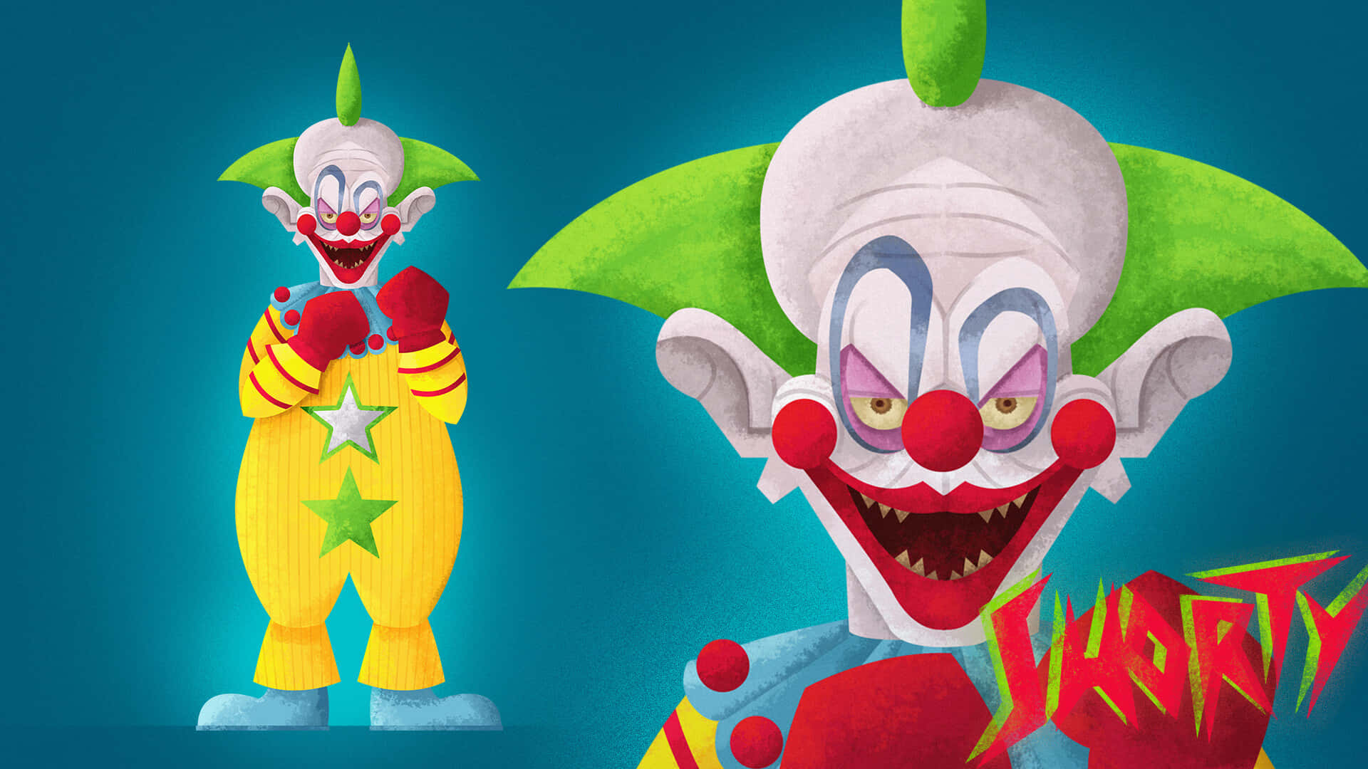 Killer Klowns From Outer Space With Red Gloves Wallpaper