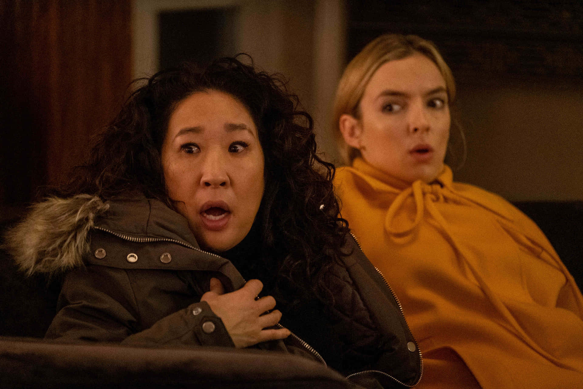 Killing Eve Shocked Expressions Wallpaper