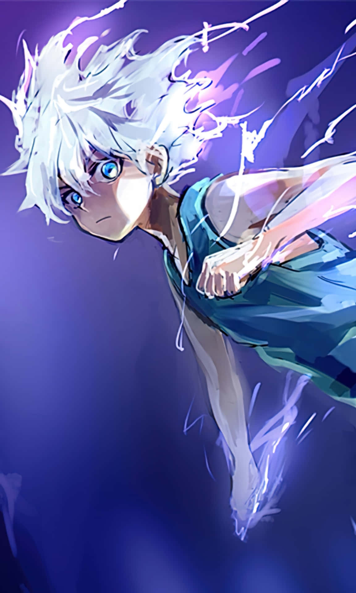 A Boy With White Hair Flying Through The Air Wallpaper