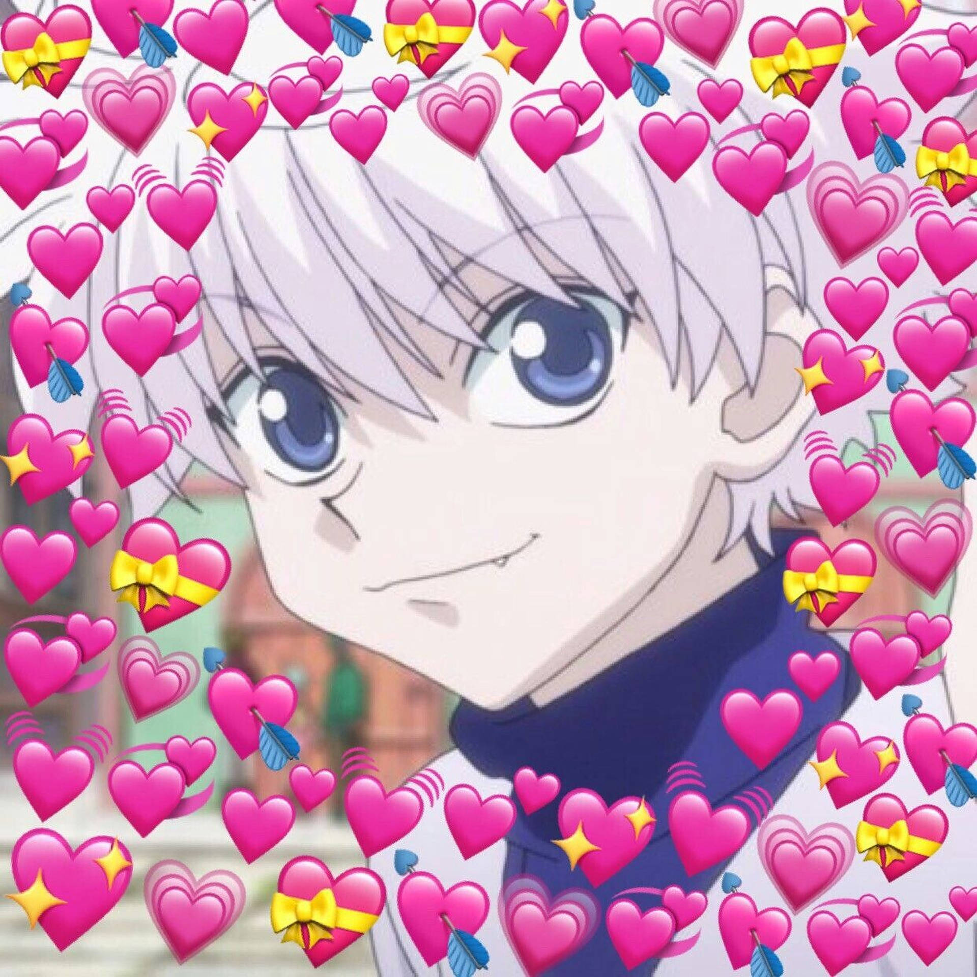 Killua With Heart Emojis Anime PFP Wallpaper