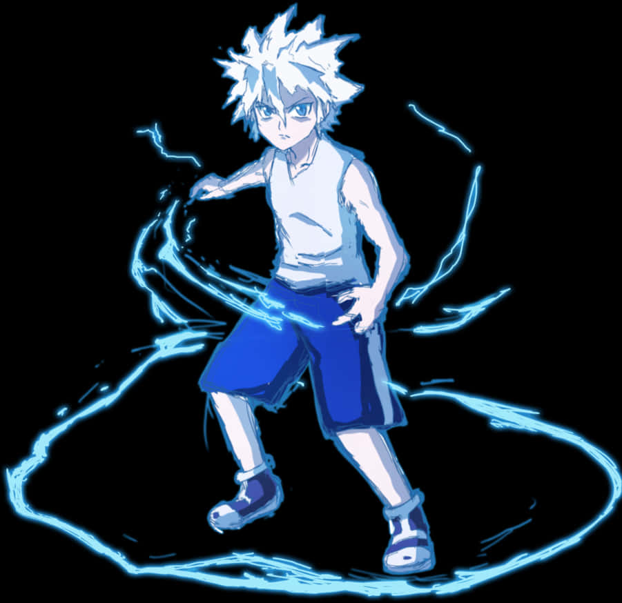 Download Killua_ Zoldyck_ Electric_ Aura | Wallpapers.com