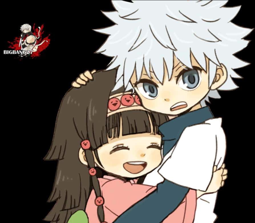 Killuaand Happy Girl Hug PNG