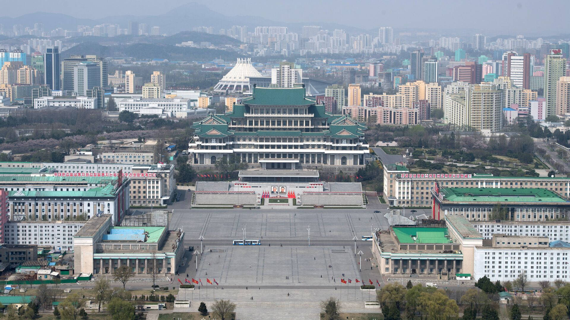 Piazzakim Il Sung A Pyongyang, Corea Del Nord Sfondo