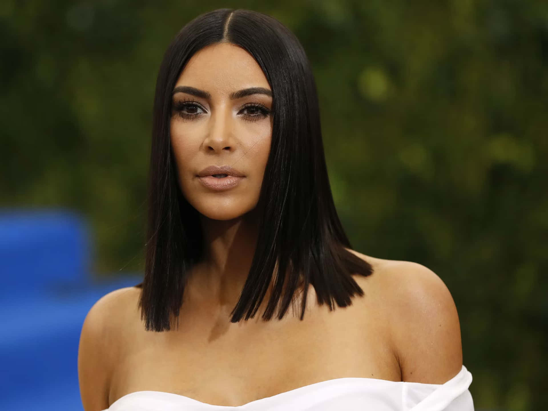 Kim Kardashian shows off her flawless complexion.