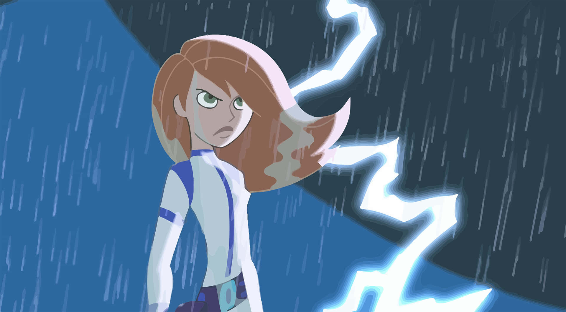 Kim Possible in action pose with a determined expression Wallpaper
