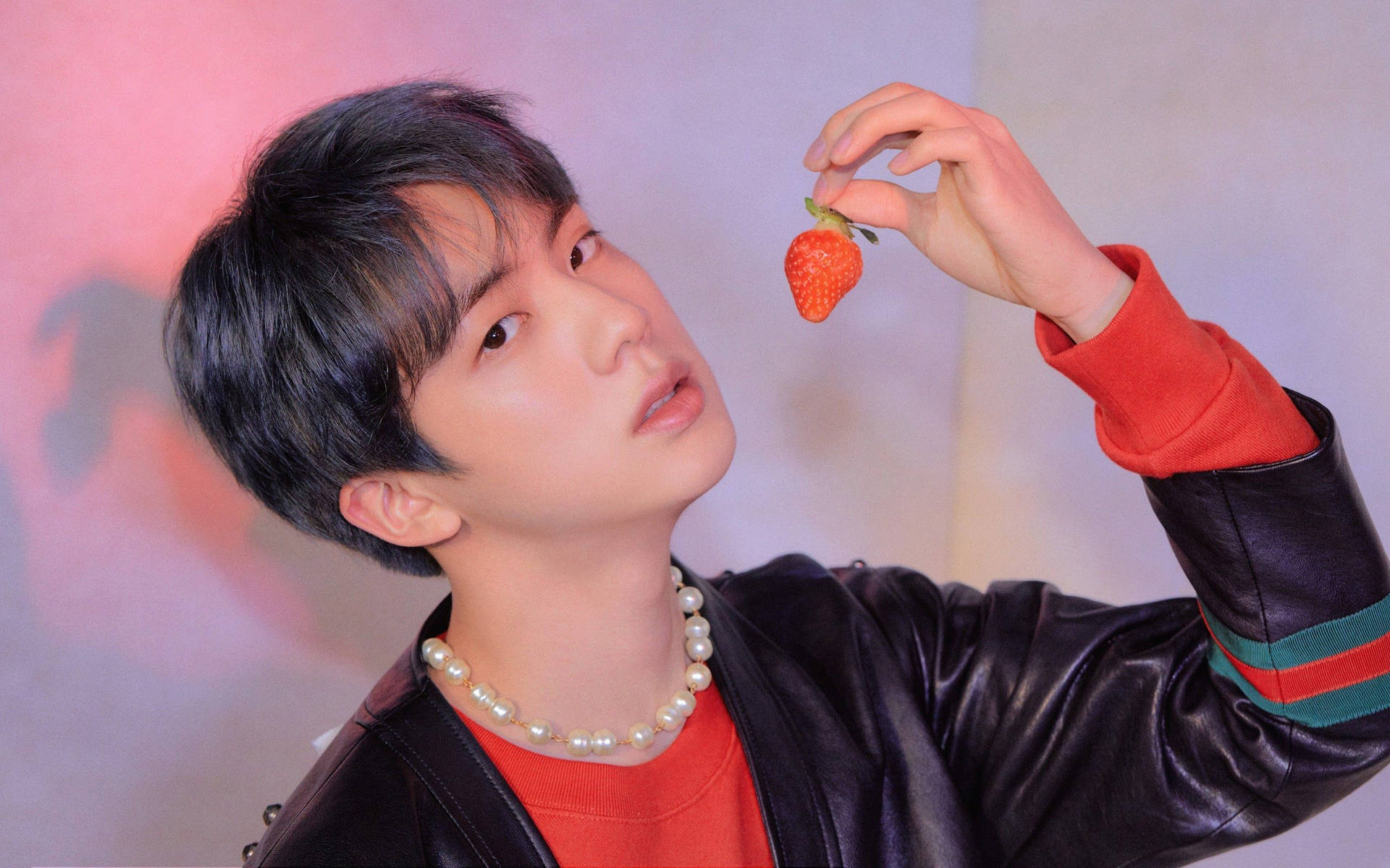 Kim Seok Jin With Strawberry Wallpaper