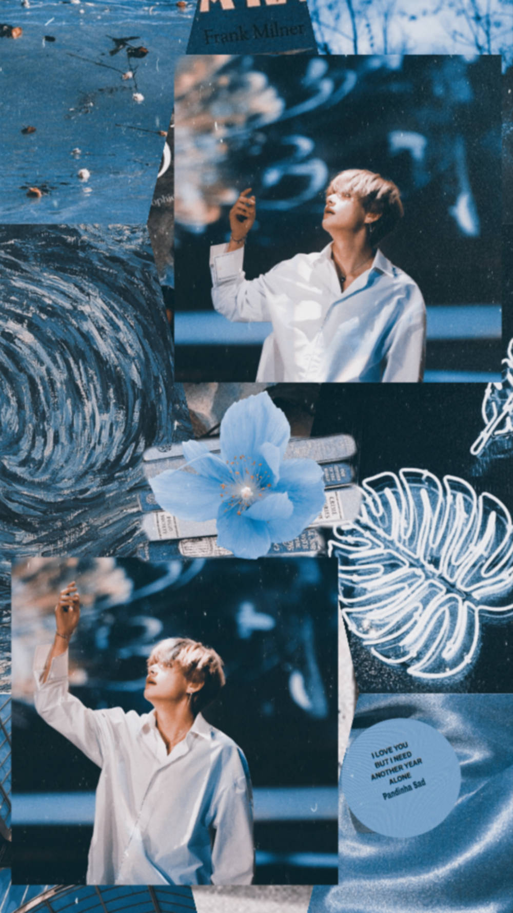 Kim Tae-Hyung Aesthetic Blue Flower Wallpaper
