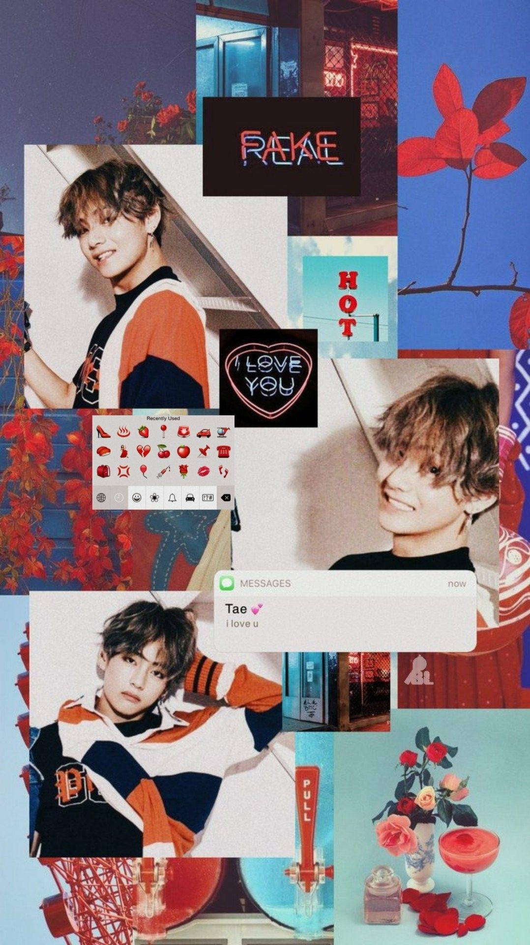 Kim Tae-Hyung Aesthetic Red And Blue Wallpaper