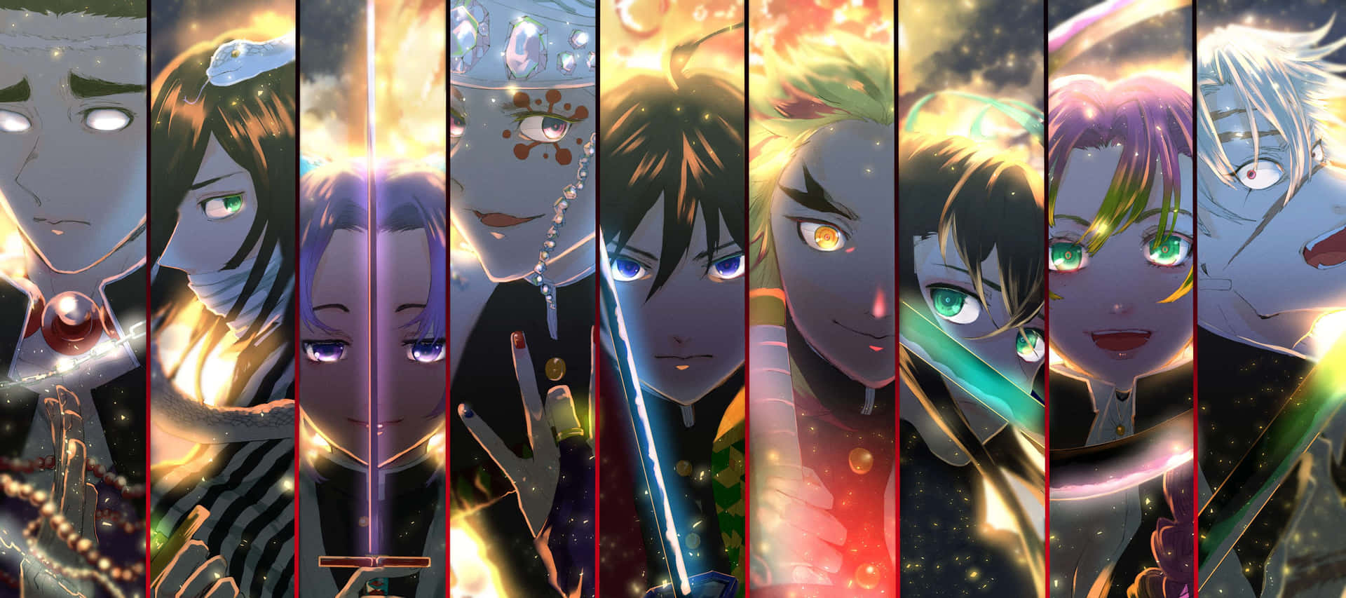 Einegruppe Von Anime-charakteren Mit Verschiedenen Farben
