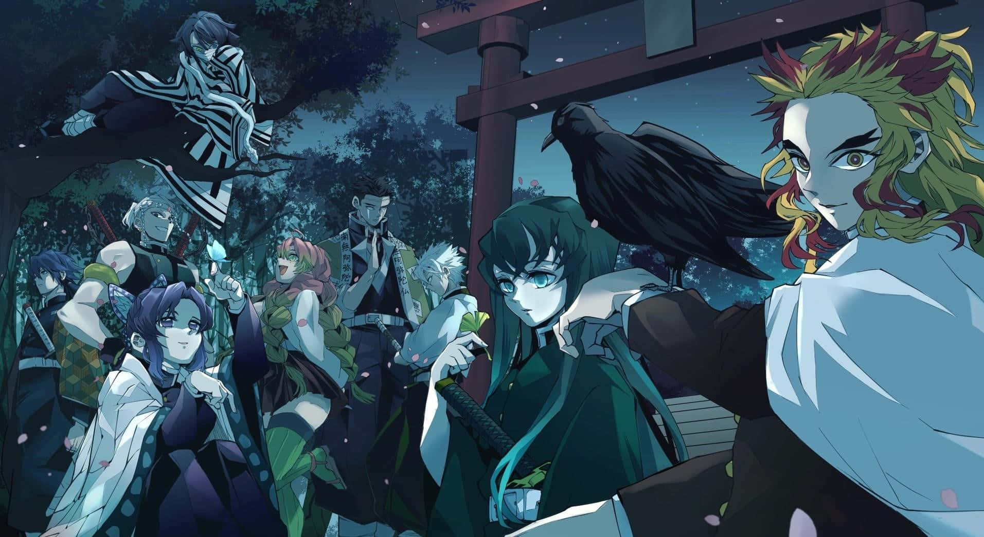 Kimetsuno Yaiba Demon Slayer Anime: Die Neun Hashiras Wallpaper