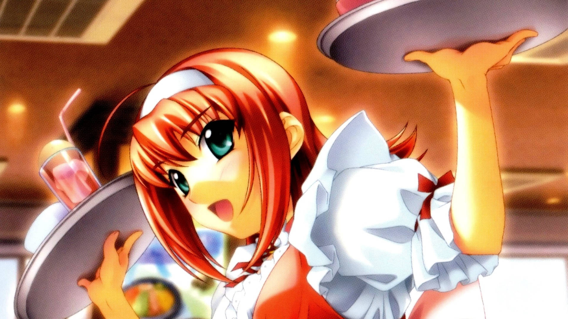 Akane from Kimi ga Nozomu Eien Serving at a Cafe Wallpaper