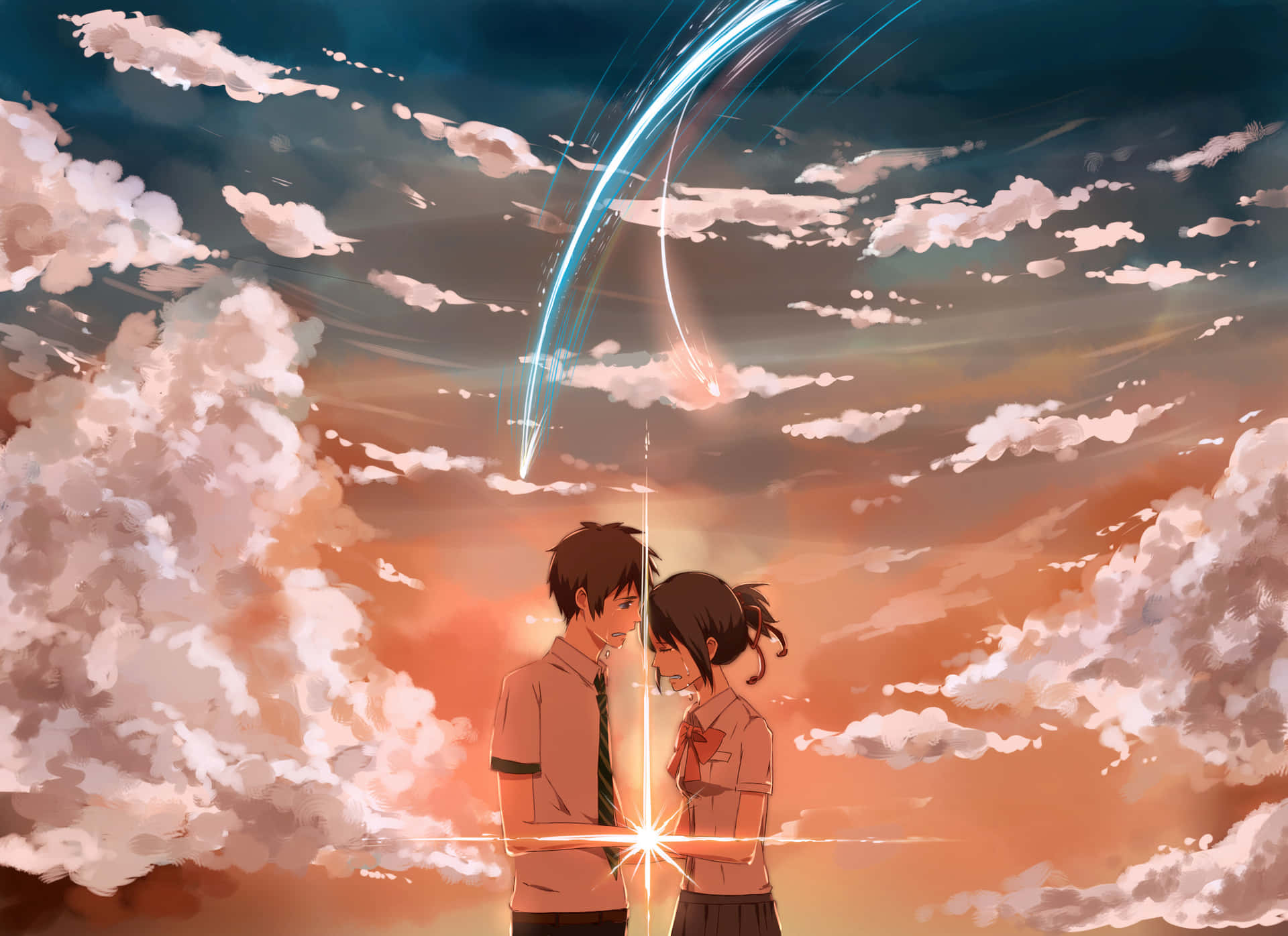 Mitsuha Miyamizu gazing across the night sky in 'Kimi No Na Wa'