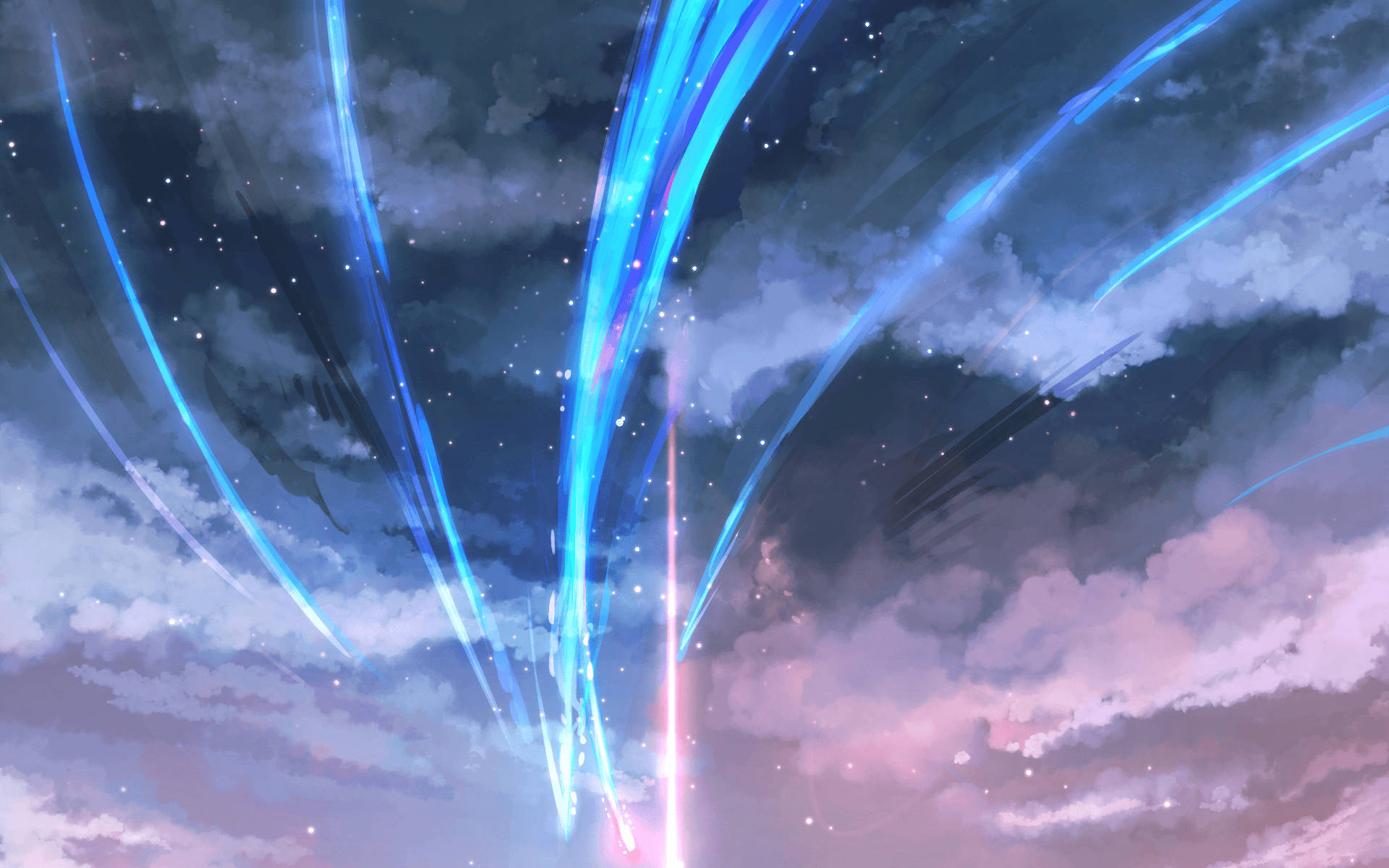 Kimi No Na Wa Blue & Pink Comet Background