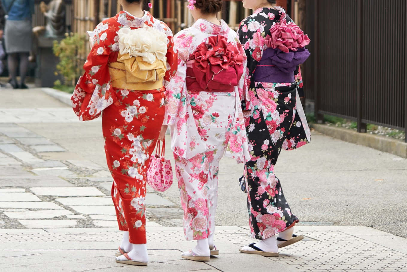 A colorful and traditional Japanese Kimono