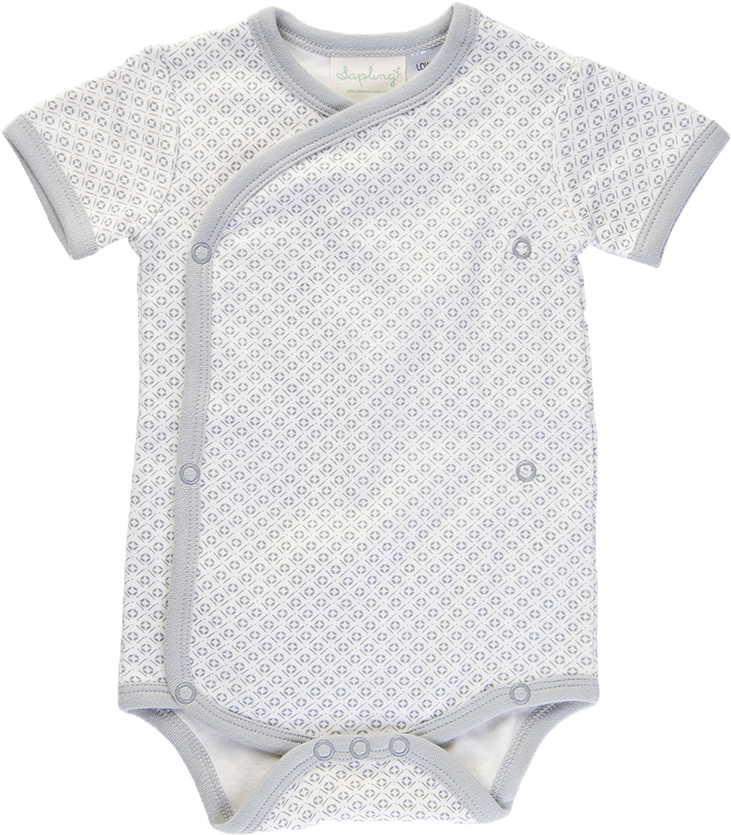 Kimono Style Baby Onesie White Pattern PNG