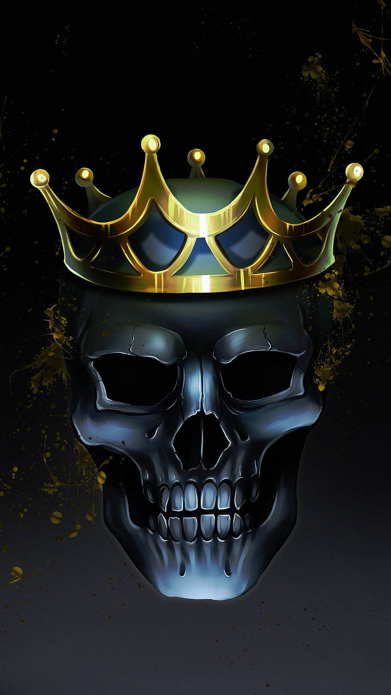 King And Queen Crown On Black Skull Wallpaper