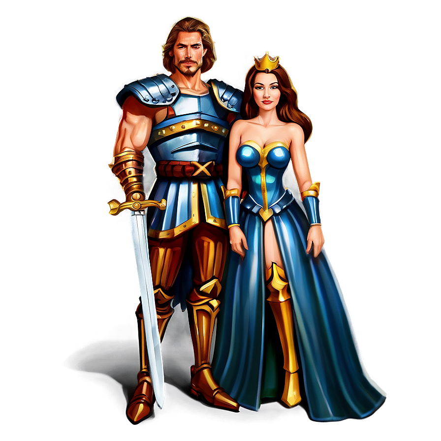 King And Queen With Swords Png Neg PNG