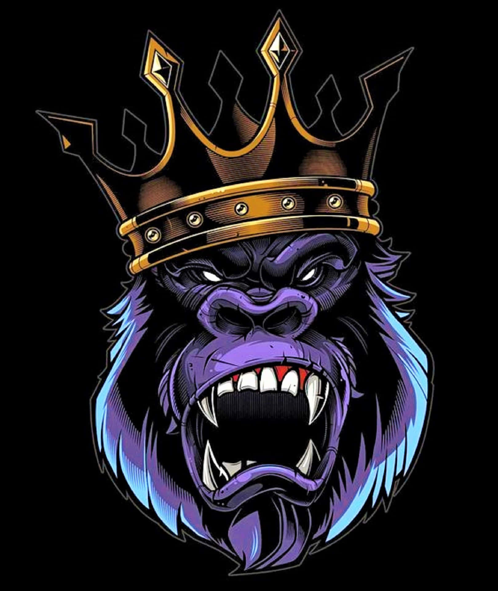 A Purple Gorilla With A Crown On It