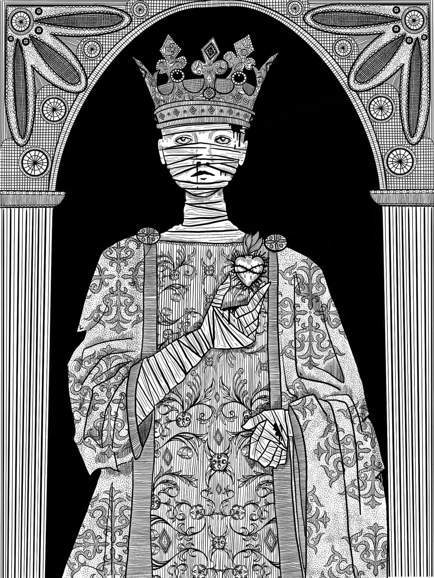 King Baldwin Blackand White Illustration Wallpaper