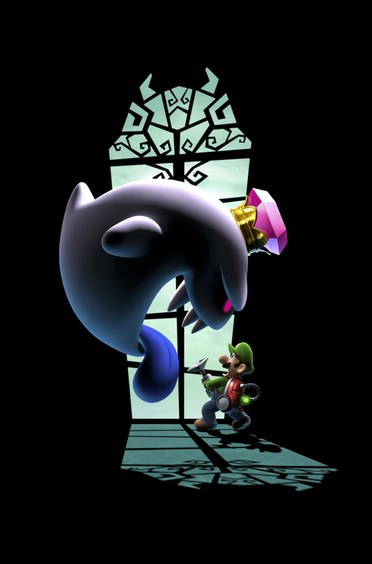 The terrifying King Boo laughs menacingly in a spooky, haunted locale. Wallpaper