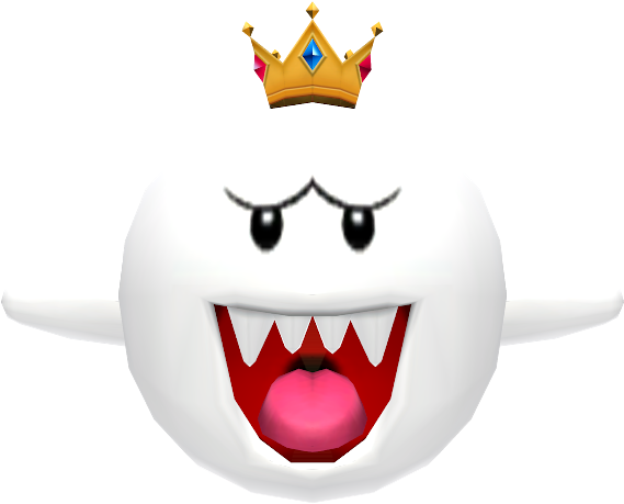 King Boo Crowned Ghost Character PNG