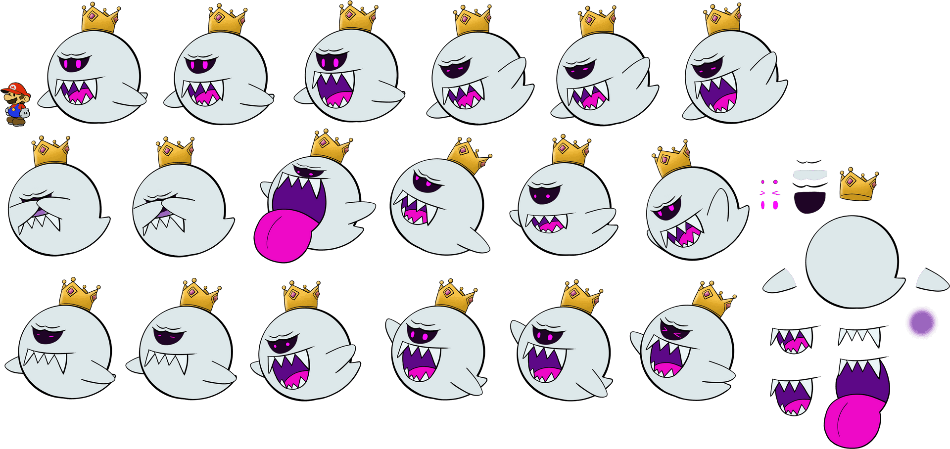 King Booand Mario Spritesheet PNG