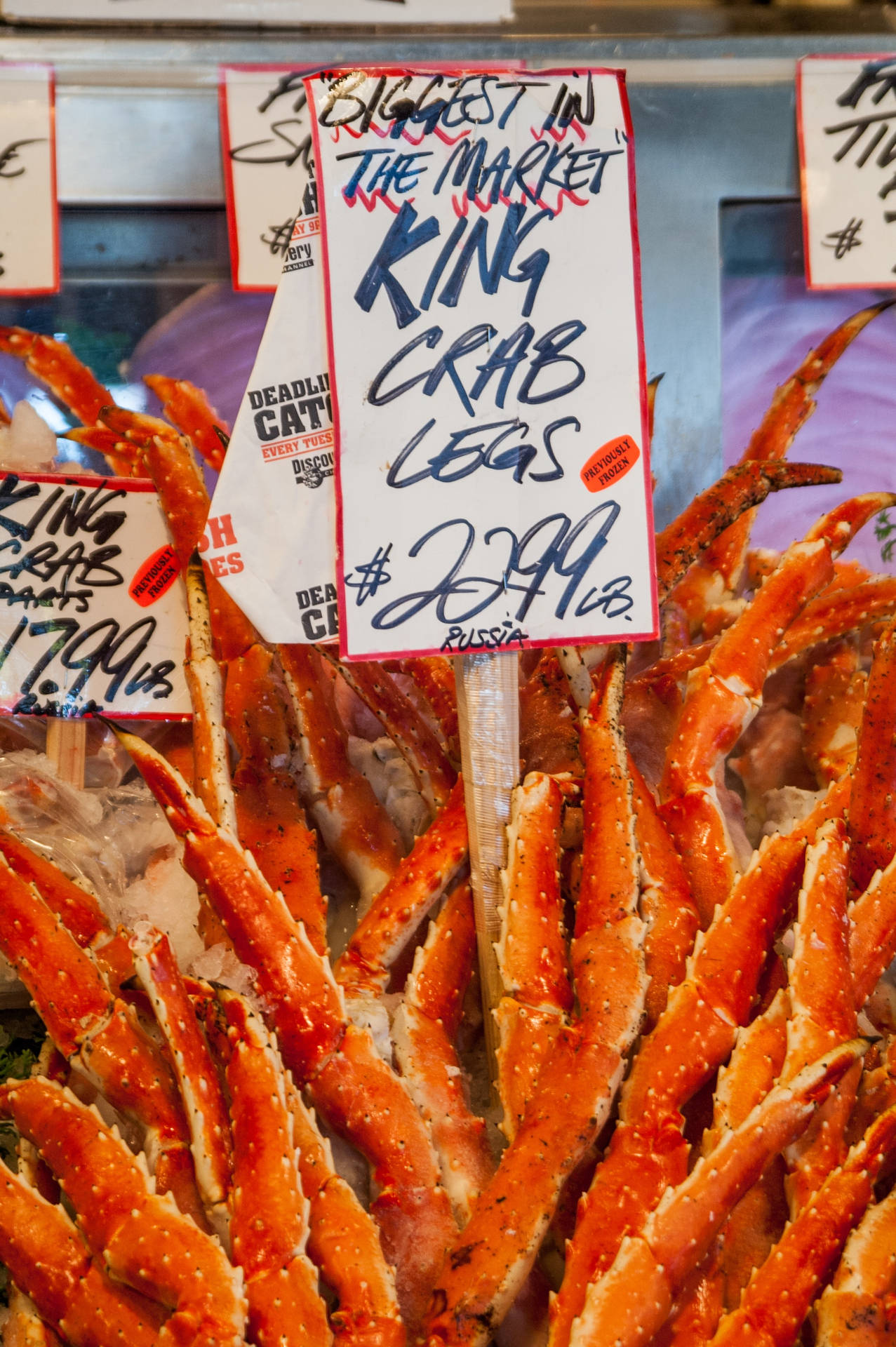 King Crab Legs Market Display Wallpaper