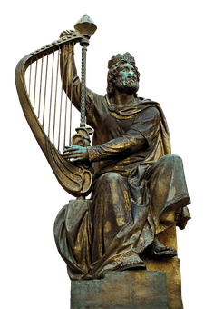 King David Harp Statue PNG