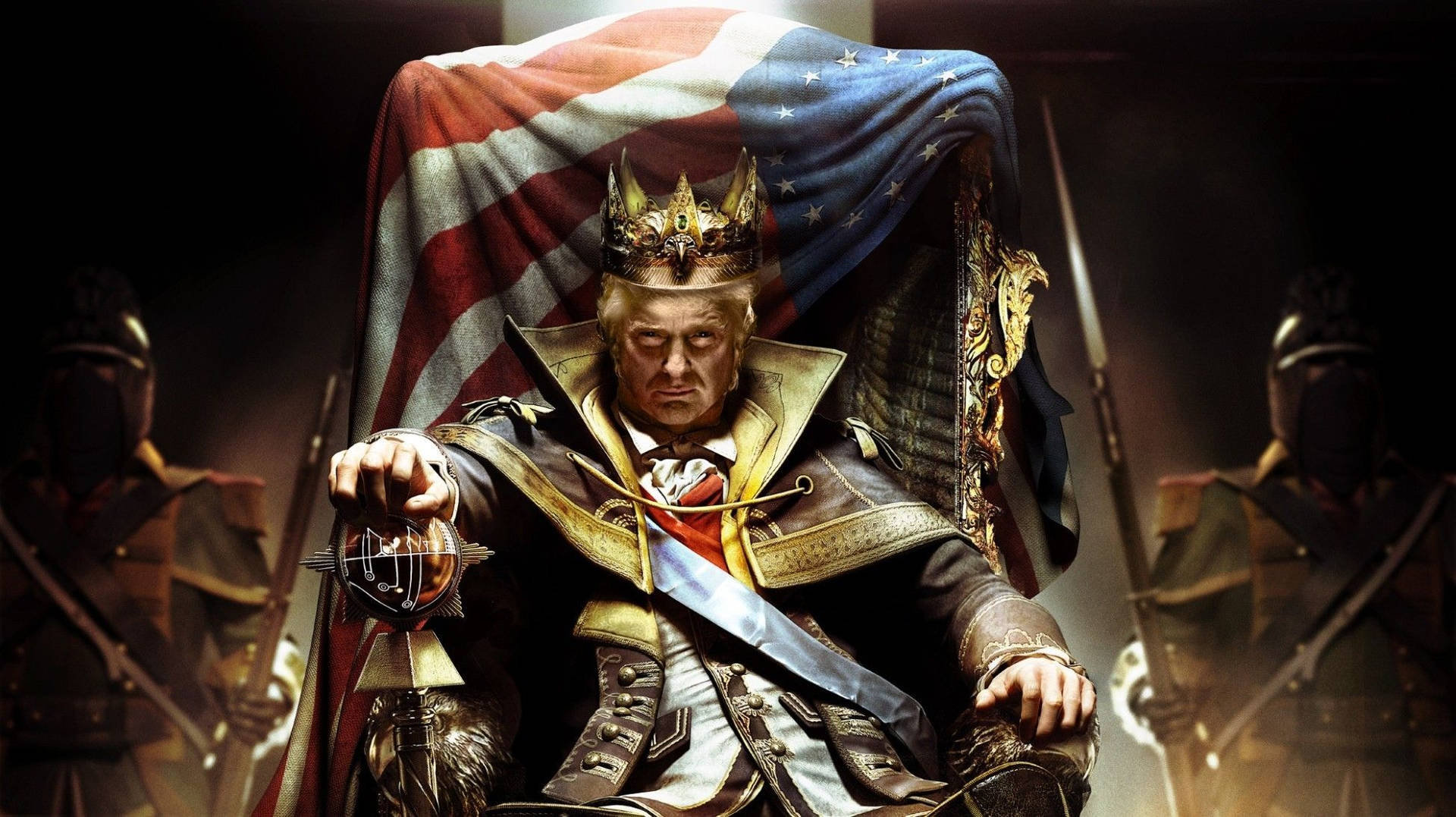 "United States of America: President Donald J. Trump sits on his throne of executive power" Wallpaper