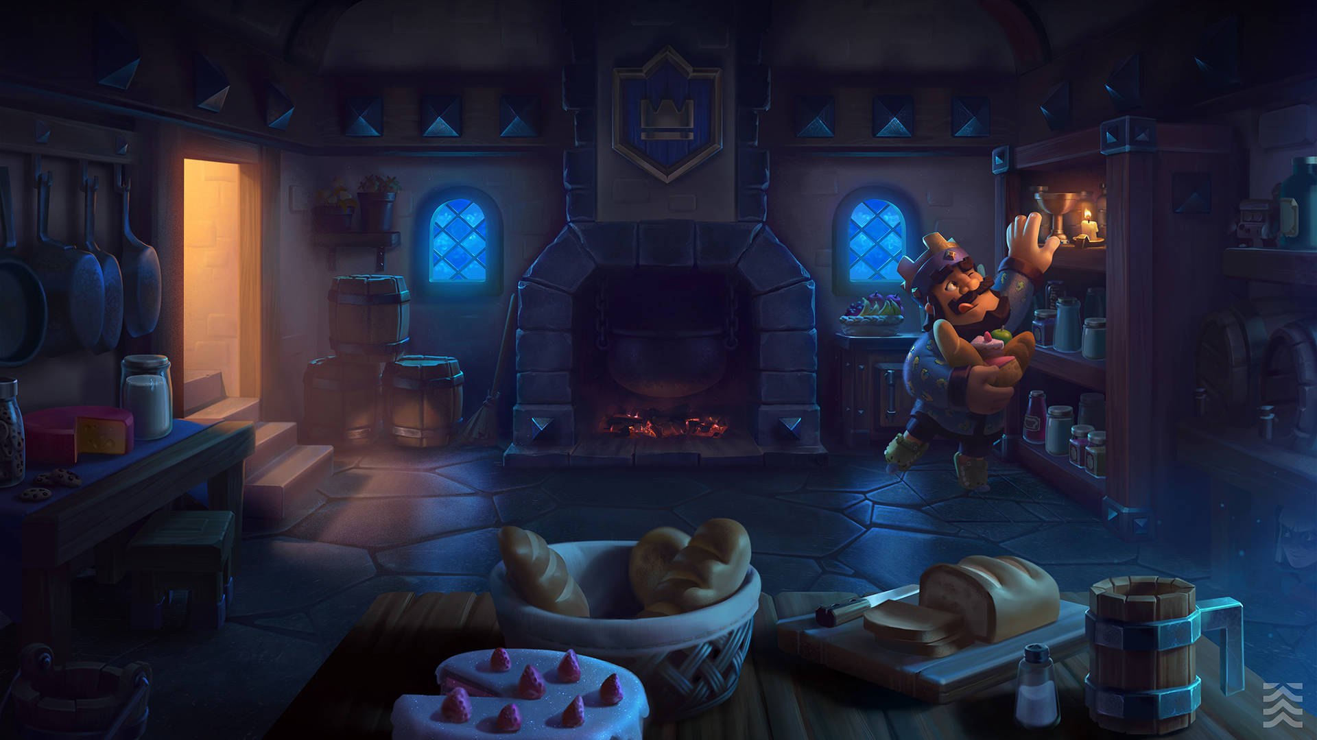 King From The Clash Royale Phone Game Getting A Snack Wallpaper